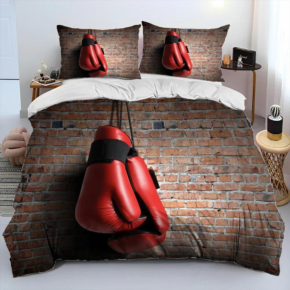 3PCS Single-sided Boxing Gloves Boxer Fight Printed Comforter Bedding Sets Comfortable Bedspreads Comforter Duvet Birthday Gift