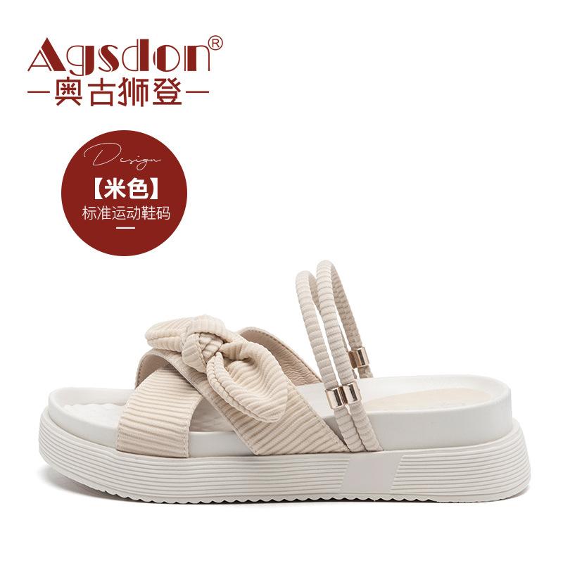 

Augustine slippers women in the summer of 2025 new outer wear bow sandals fairy wind platform two wear sandals 40