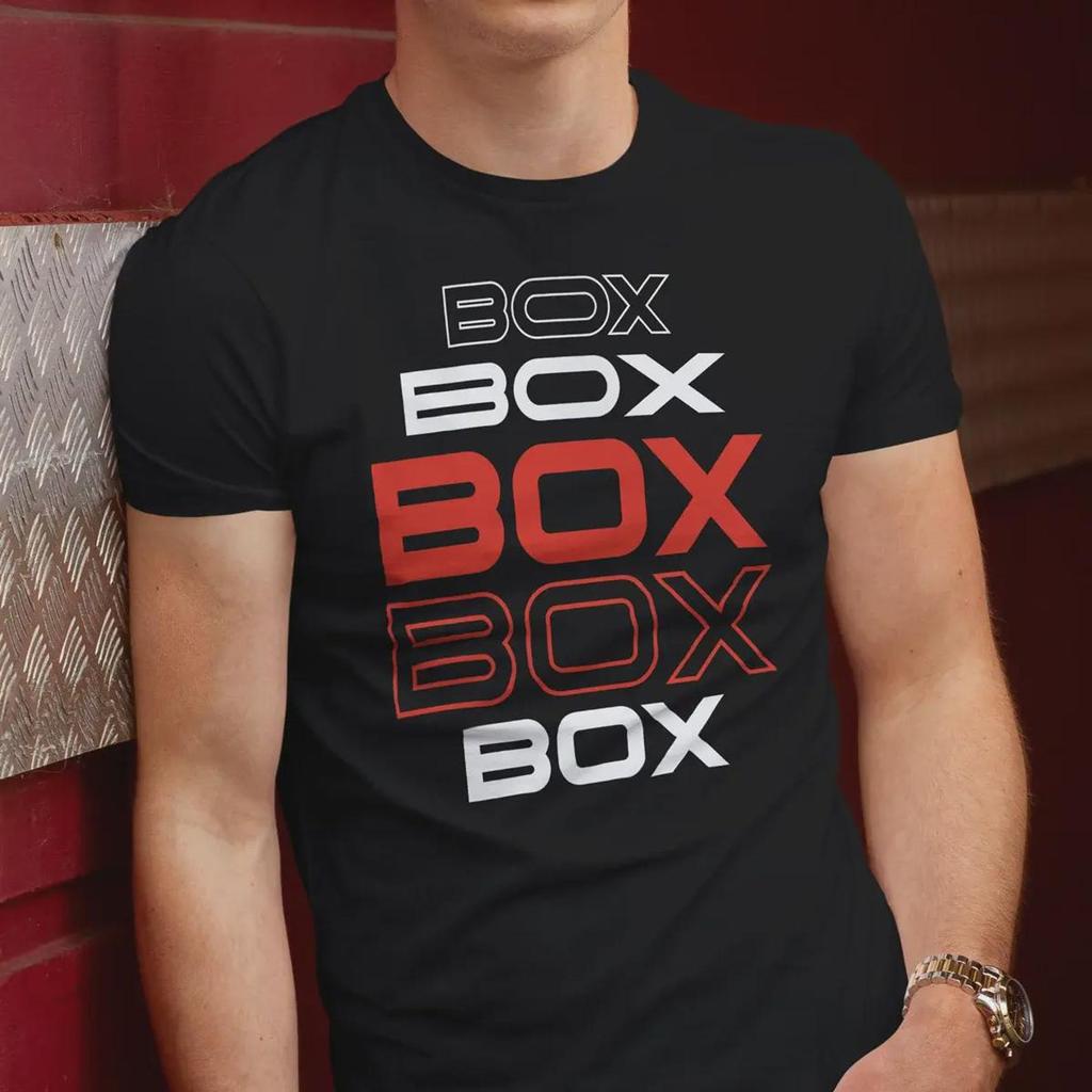 BOX BOX BOX – Iconic slogan T-shirt for motorsport fans