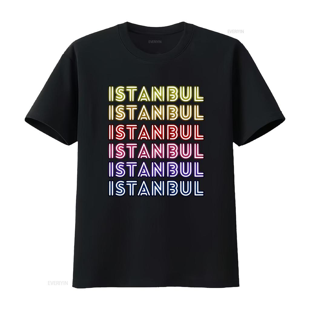 Istanbul City Proud Travel Text Neon Lights Design Classic Fit T Shirt vintage Washed Slightly designer clothes Stylish Soft