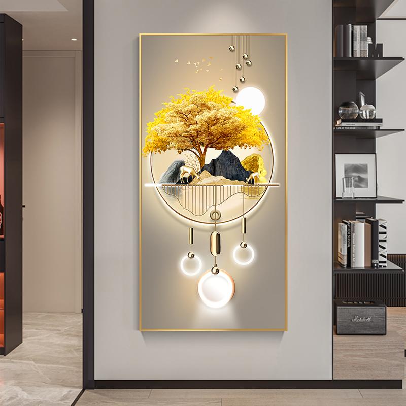 Abstract Leaf Light Luxury Butterfly Canvas Painting Deer Moon Decorative Wall Art Golden Living Room Bedroom Decor Cuadros