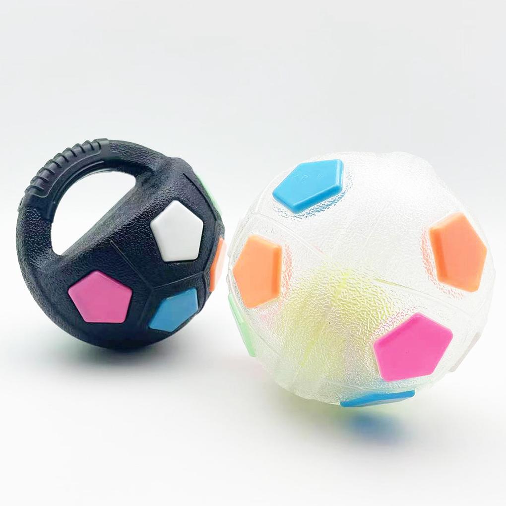 Pet Dog Toy Football Shape Durable Rubber Squeaky Interactive Toy Squeaky Floating Handle for Teething Relief Companion Toy