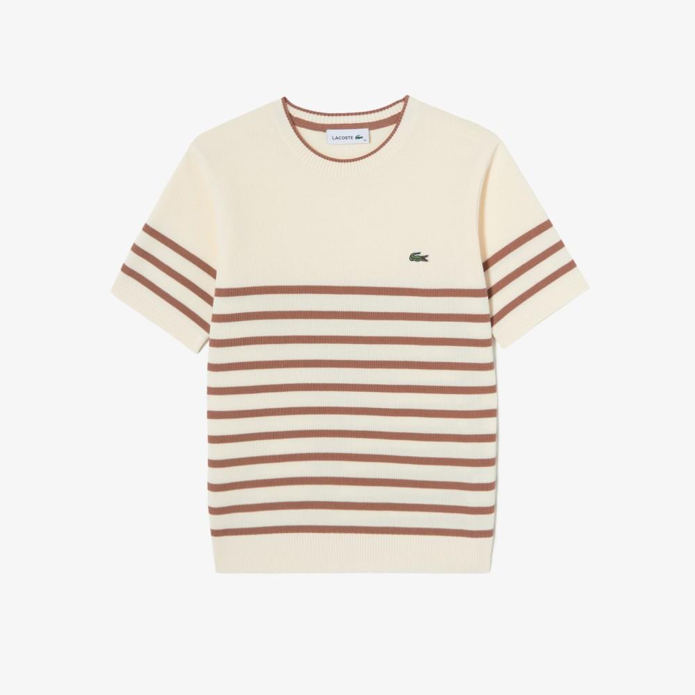[lacoste] Women's Striped Short-Sleeve Sweater AF415E-56G056
