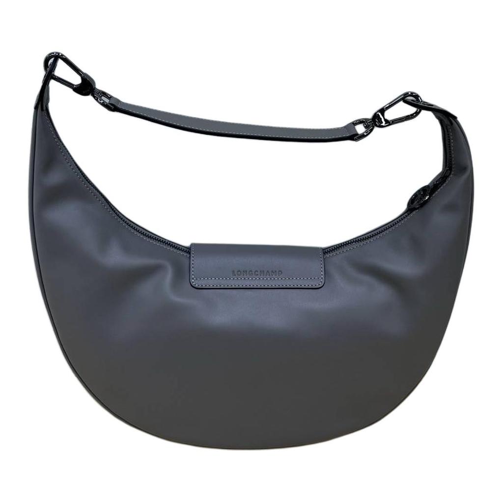 Longchamp Le Pliage Xtra Logo-Prägung Abnehmbare Leder-Halbmondtasche Große Damen-Umhängetasche Taubengrau 10338987P55
