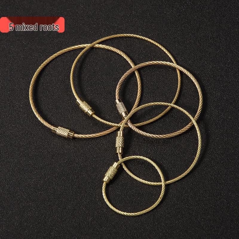 Set of 5 Gold Steel Wire Keychain Rings: Creative, Simple DIY Accessories