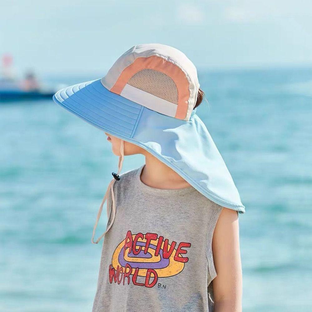 UV Protection Baby Fisherman Cap Sunscreen Wide Brim Bucket Hat Fashion Kids Sun Hat  Girls