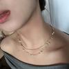 Titanium Steel Beaded Choker Necklace Exquisite Collarbone Chain Wedding Neck Pendant  Women