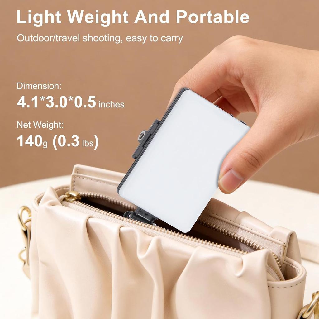 Newmowa 60 LED High Power Rechargeable Clip Fill Video Conference Light | with Front & Back Clip, Adjusted 3 Light Modes for Phone, iPhone, Android,