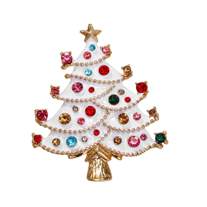 Enamel Christmas Tree Brooch Unique Rhinestones Christmas Tree Snowman Brooch For Women Festival Pin Jewelry