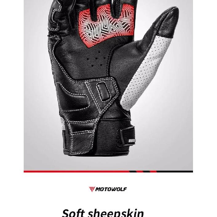 Motowolf Summer Motorcycle Glove Leather Sheepskin Motorcyclist Gloves Durable Biker Racing Gloves Moto Equipment for Men Women