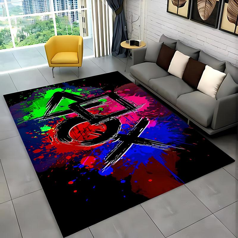 Cartoon Gamer Gamepad Rug Non-Slip Floor Mat for Kids Bedroom Living Room Sofa Kitchen Decor