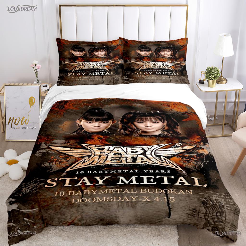 Babymetal kombination Hela säsongen Påslakan Täcke Sängkläder Set Mjukt Täckesöverdrag och Örngott Enkel/Dubbel/Queen/King