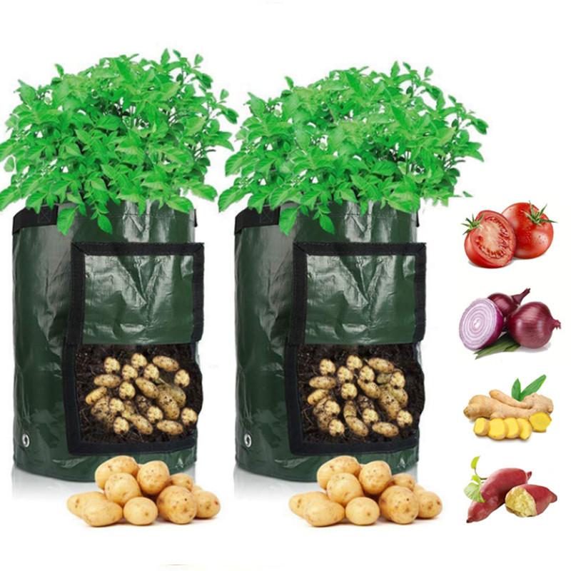 PE Grow Bags for Potatoes, Sweet Potatoes, Tomatoes, Vegetables Plant Growing Bags, Thickened Breathable Durable, 3-Pack