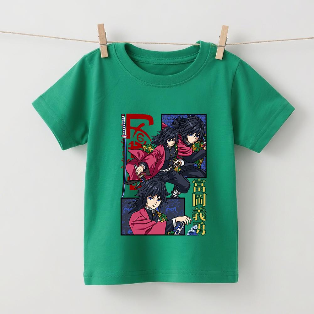 Demon Slayer Tomioka Anime Print Boys Girls Cotton T Shirt Kids Casual Short Sleeve Top Comfortable Soft Childrens Wear