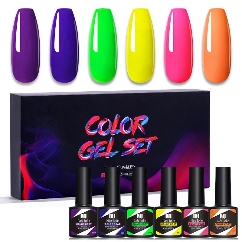 Nail Polish Glue Kit, Nail Art 6Pcs Box Barbie Glue, Nail Color Glue Phototherapy Glue