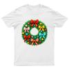 Christmas Wreath Holiday Graphic Tee Unisexs Unisexs Unisex T Shirt Festive Bows Vintage Fashion Slightly Unisex