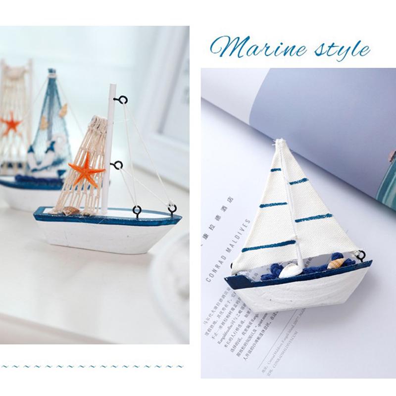 Segelboot-Modell aus Holz, Segelboot, Heimdekoration, Strand, nautischem Design, Marineblau