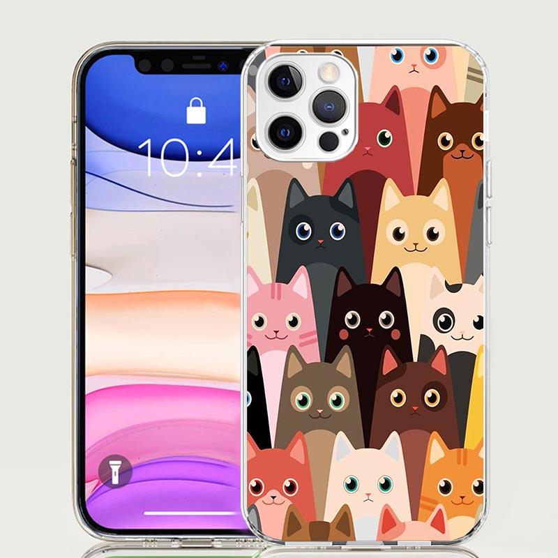 Cat Cute Kitten Cartoon Phone Case For iPhone 17 Air 16 15 Plus 11 14 Pro Max 13 Mini 12 7 8 + SE Pattern Art Customized Cover 1