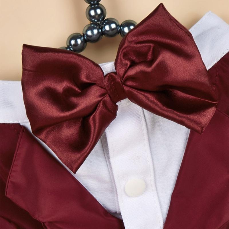 Wedding Cats Dogs Tuxedo Shirt with Bowknot Collar Clothes Outdoor Walking Dogs Cats Multiple Color Jumpsuit Comfortable
