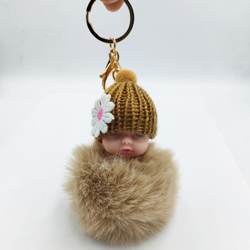 Imitation Rex Rabbit Fur Sleeping Doll Keychain - Cute Sleeping Baby Bag Pendant Gift