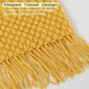 Acrylic Yellow Knitted Throw Blankets Cozy Chunky Lightweight Oversized Blankets Throw with Tassels Gift Travel Knitted Blankets