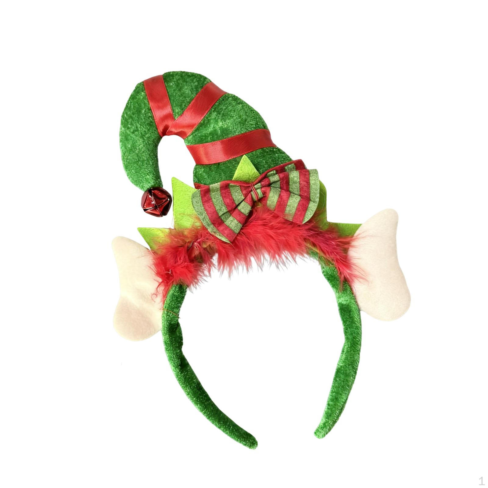 

Christmas Elf Hat Headband Hair Hoop Xmas Band Kids Adult Headwear with ear
