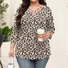 Women's Floral Print Three-Quarter Sleeve Top, Plus Size Casual Blouse