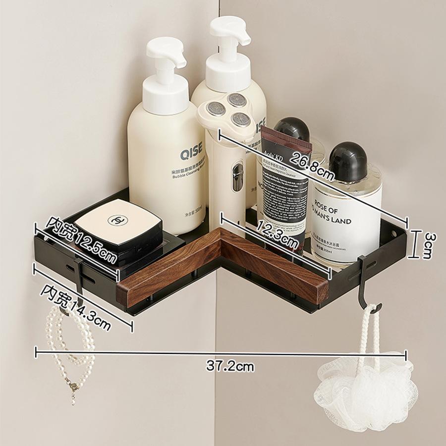 Black walnut bathroom storage rack storage rack perforated washbasin wall mounted tripod bathroom accessories corner shelf