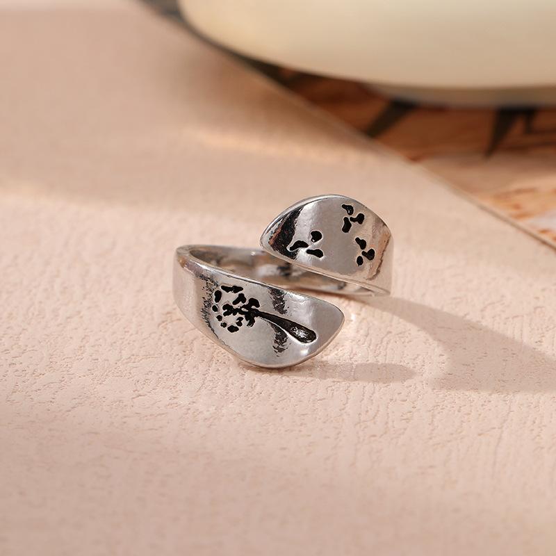 Ancient silver geometric ring literary and retro personality light luxury fashion jewelry finger ring women