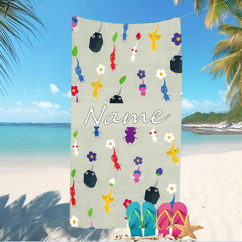 Customizable personalized beach towels Pikmin Pikmin themed designs.Suitable for the beach, yoga, sports;ideal as beach accessories