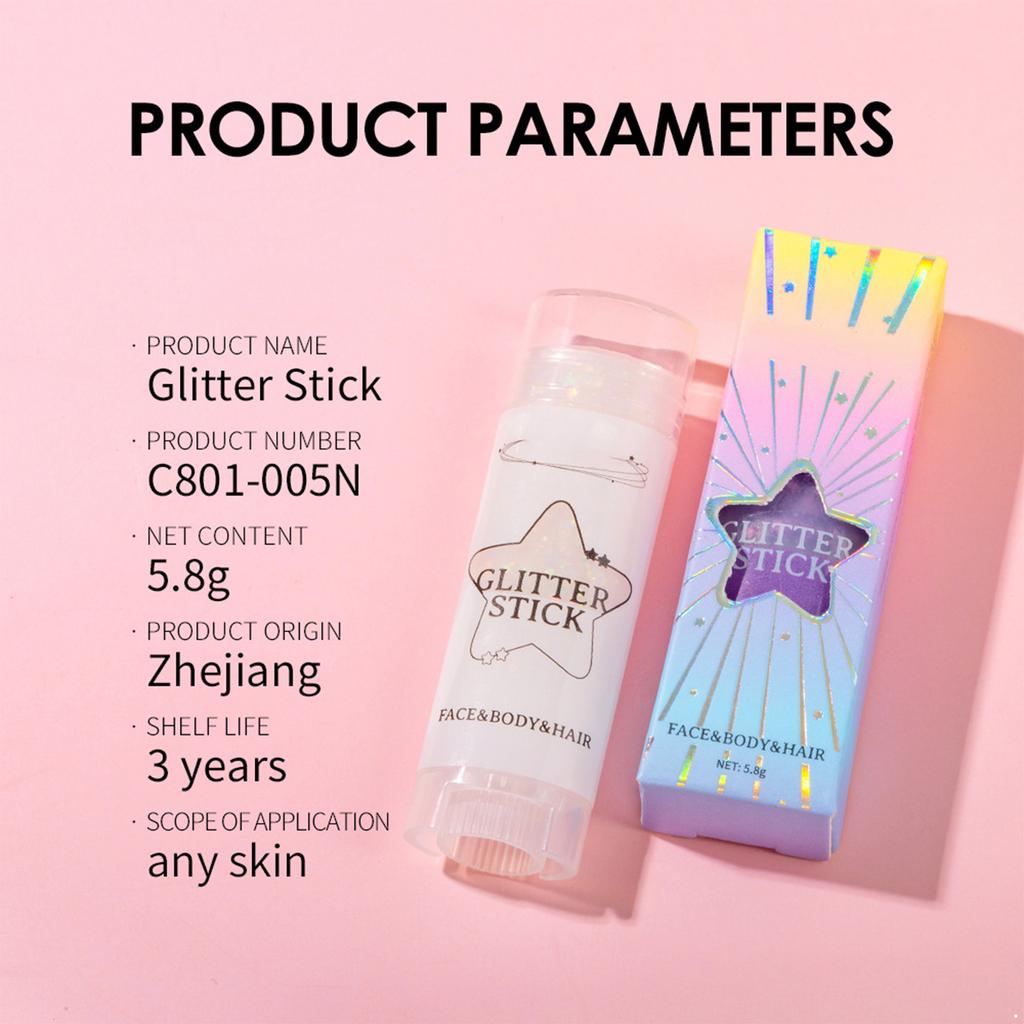 Glitter Stick for Body Art - Portable Shimmer Gel with Sequins, Sparkling Festival & Party Makeup for Face, Hair, Mardi Gras