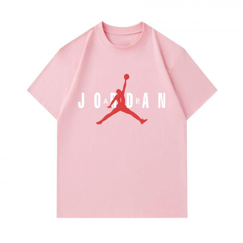 100% Cotton Men's Crew Neck Short Sleeve T-Shirt, Stylish Basketball Player Jump Silhouette Print Casual Breathable Summer Loose Fit Daily Wear Athlet