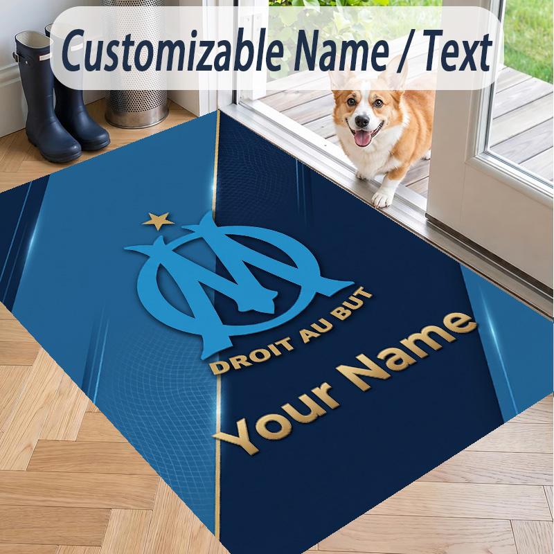 Custom Text Printed Rug Olympique Marseille FC Non Slip Floor Carpet For Home Room Decor