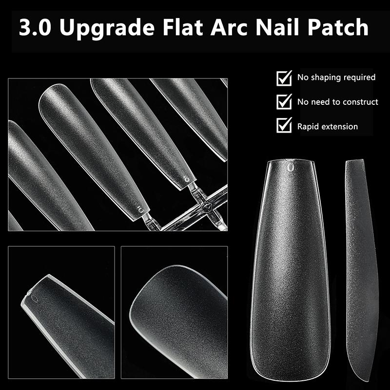 240Pcs Long T-Type False Nail Tips Acrylic Full Half Cover Fake Nails Soft Tips Professional Artificial Extension Accessories