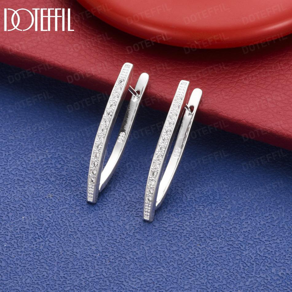 925 Sterling Silver Simple Scimitar Shape Hollow Earrings - Exquisite Evening Jewelry 1.20*3.10cm