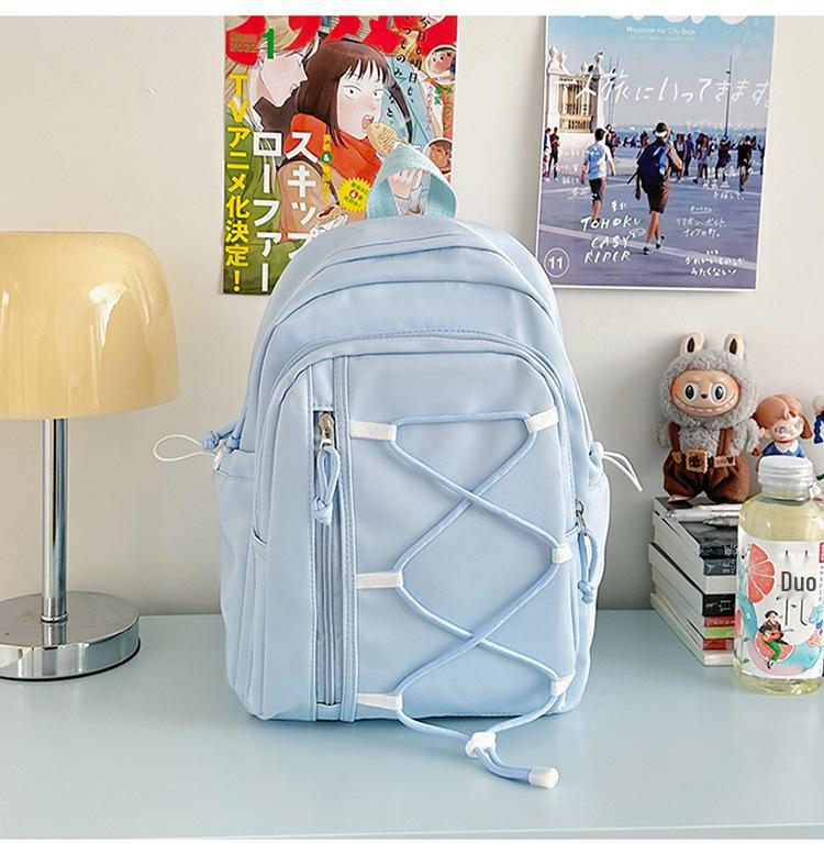 Japanese Style Color Block Drawstring Backpack: Large Capacity Sports & Travel Bag for Men and Women