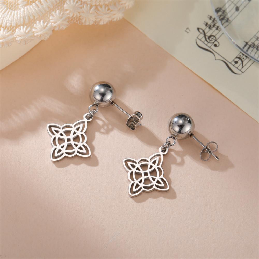 My Shape Witches Knot Earrings Stainless Steel Stud Earrings Women Witchcraft Drop Earrings Jewelry Celtics Irish Knot Amulet