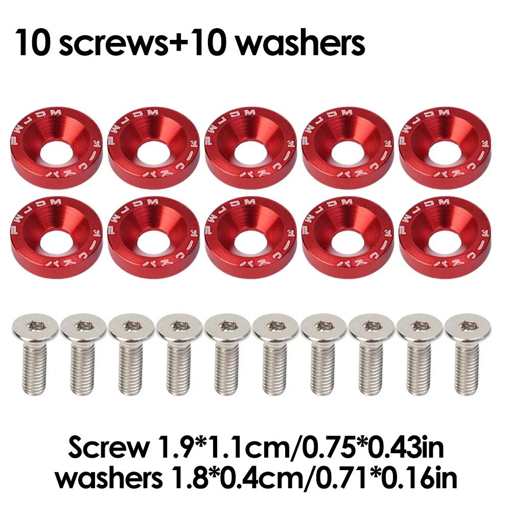 M6 Anodized Aluminum Fender Screw Washers Bolts for Automobile Fender Headlight Bumper Car Modified Fasteners JDM Fender Washers