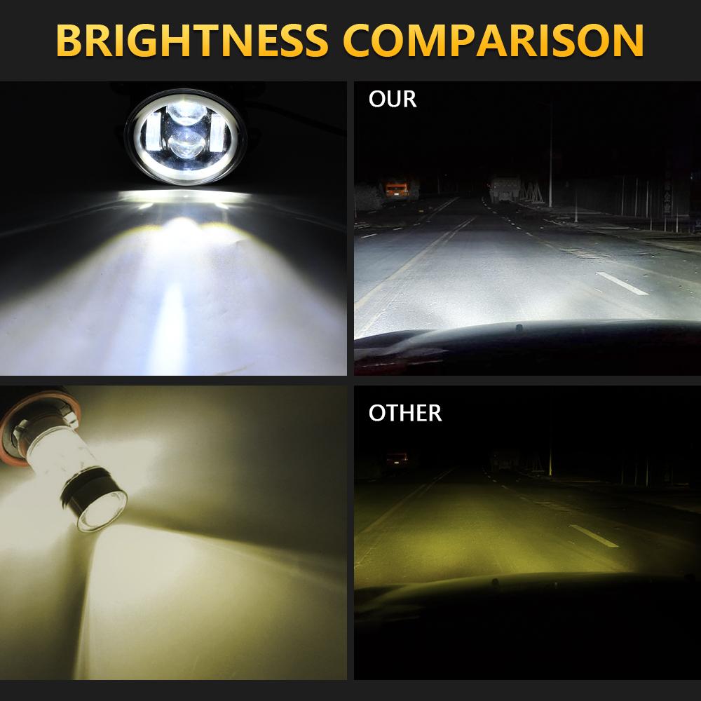 4 Inch LED Fog Lights White Halo Ring Angel Eyes DRL Amber Turn Signal Lamp 40W Round Auxiliary Lights For Jeep Wrangler JK TJ
