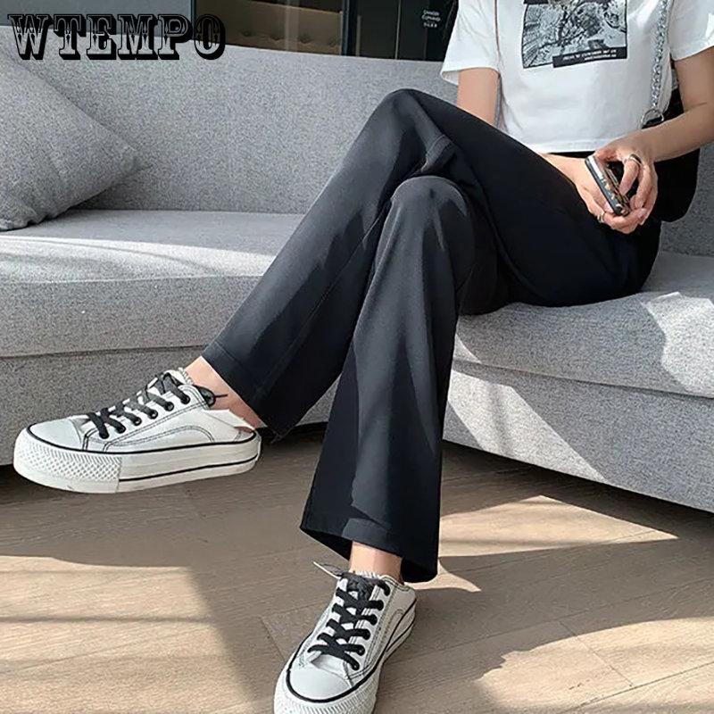 WTEMPO Casual High Waist Loose Wide Leg Pants Women Spring Fall Female Black White Suits Pants Ladies Long Trousers