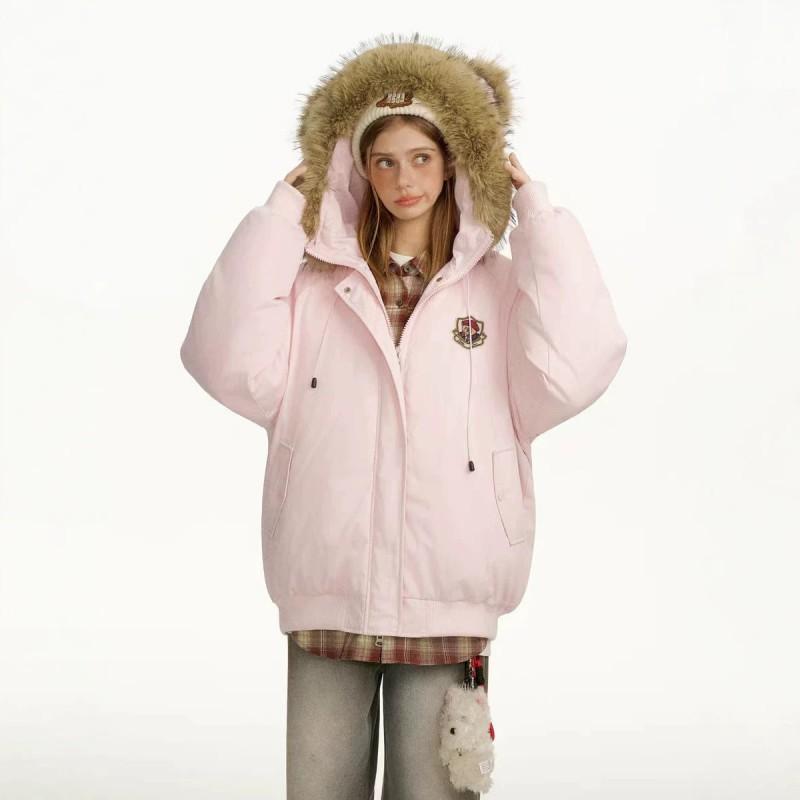 Hooded Fleece Parka Couples 2026 Winter Warm Padded Jacket Short Workwear Cotton Coat