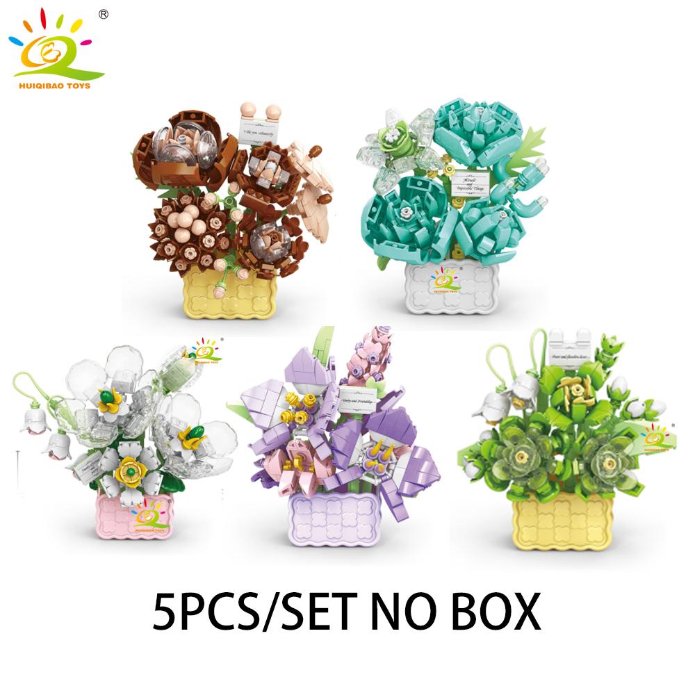 MOC Mini Flower with Vase Model Micro Building Block Eternal Bouquet Home Desk Desk Plant Decor Brick Girl Children Toy