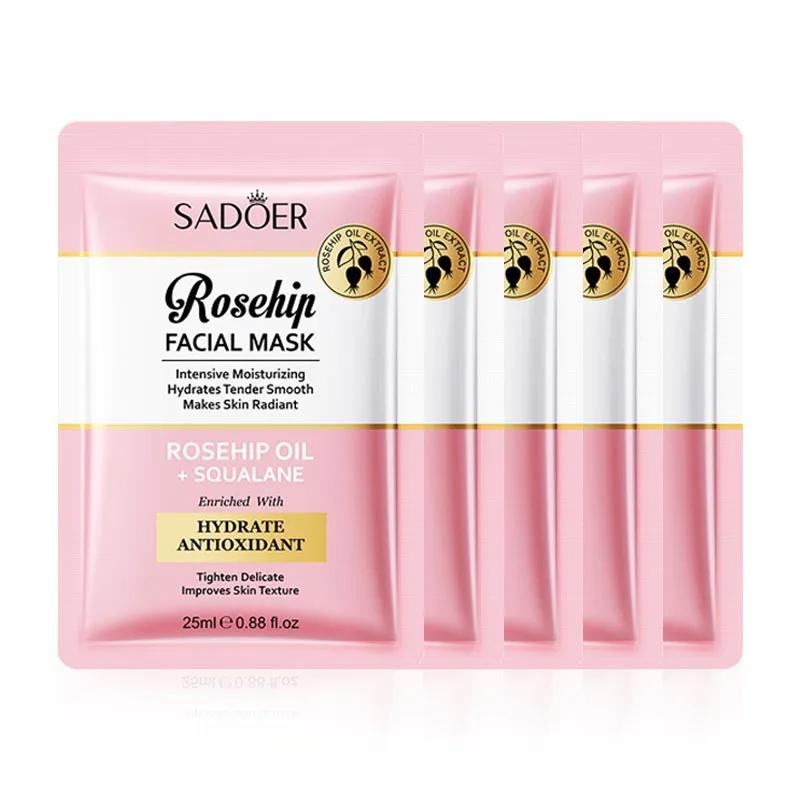 5/10pcs SADOER Rosehip Face Mask Facial Skincare Moisturizing Brightening Firming Hydrating Facial Masks Face Sheet Mask