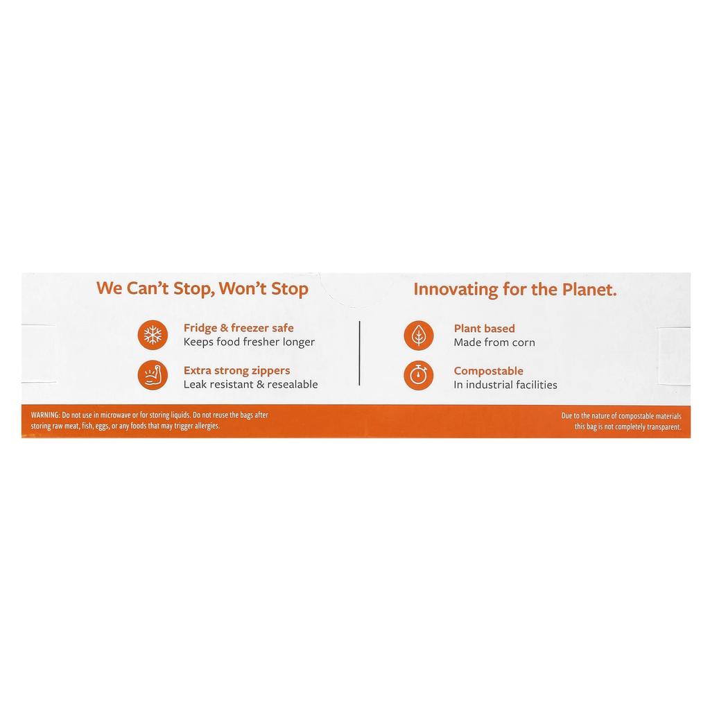 Zipper Sandwich Bags, Biodegradable, 25 Pack