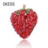 SKEDS Luxury Strawberry Crystal Brooches For Women Girls Creative Exquisite Rhinestone Fruit Enamel Brooch Clothing Accessories