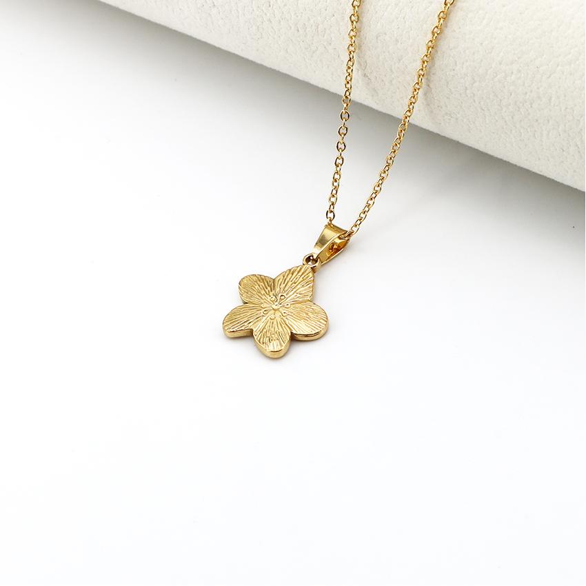 Fashion Trend Original Stainless Steel Jewelry Gold-plated Leaves Hexagonal Star Rose Pendant Necklace