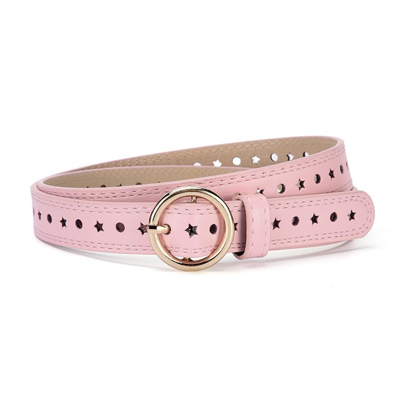 Unisex Kids' Round Buckle Star Hole Denim Belt