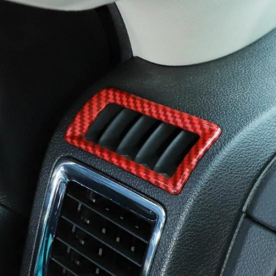 2x Center Console Air Vent Outlet Cover Trim for Dodge Ram 1500 10-17 Red Carbon