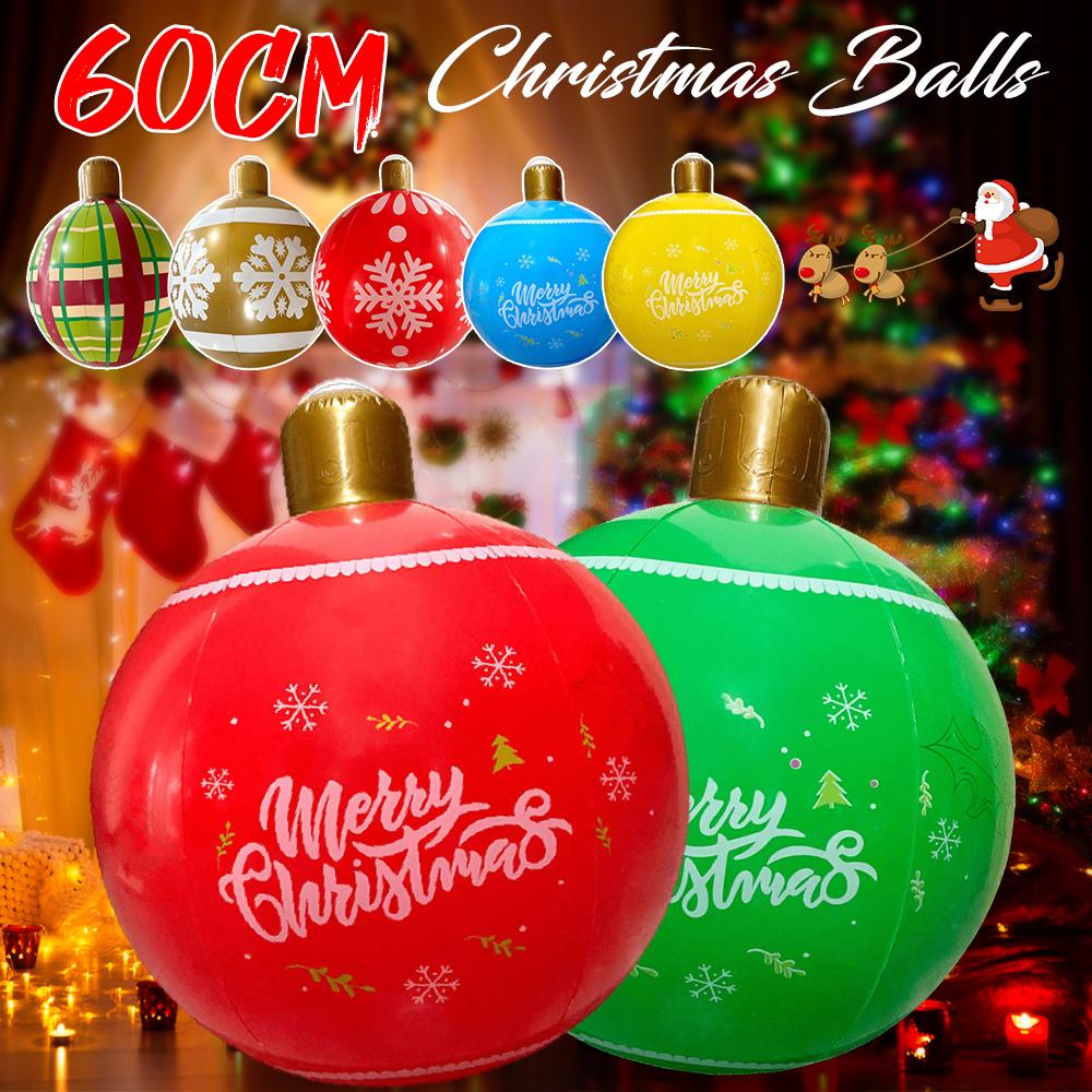 60cm Giant Luminous Inflatable Christmas Ball With No Lights Pvc Outdoor Xmas Decoration Ball Holiday Yard Lawn Porch Decor 2025