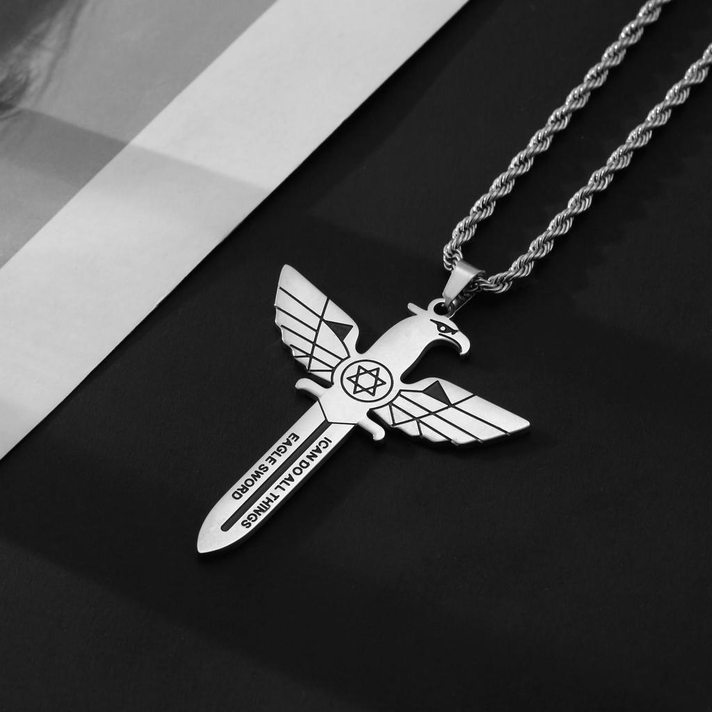 German Eagle Sword Pendant Jewelry for Men's Eagle Sword Necklace